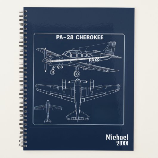 PA-28 チェロキー飛行機設計図 ブルー 航空 プランナー手帳 (正面)
