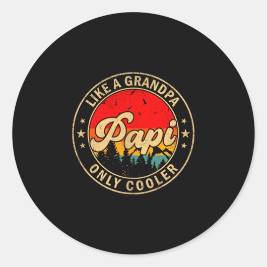Pa Like A Grandpa Only Cooler Retro For Papa Grand ラウンドシール (正面)