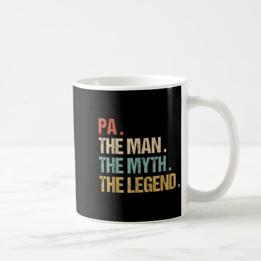 Pa The Man Myth Legend Shirt Funny Father Dad Chri コーヒーマグカップ (右)