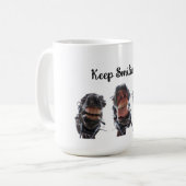 Paarden in de mond gekeken. 3 paarden lachend. コーヒーマグカップ (正面左)