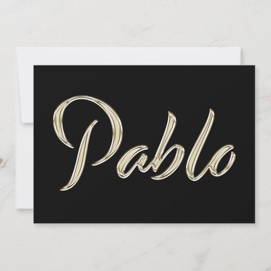 Pablo Name white gold Handwriting Karte カード (正面)