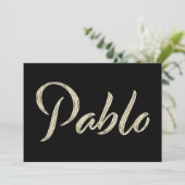 Pablo Name white gold Handwriting Karte カード (スタンド正面)