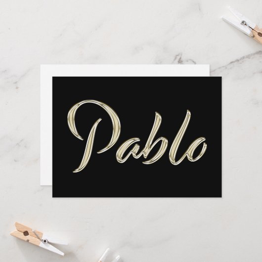 Pablo Name white gold Handwriting Karte カード (正面/裏面インサイチュ)