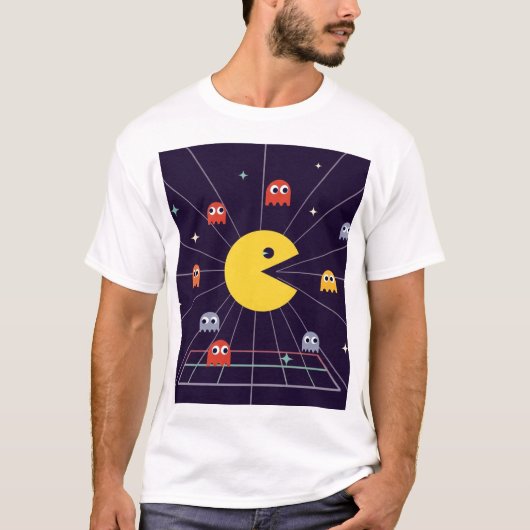 Pac-Man Space T-Shirt – Retro Arcade Gaming Tee Tシャツ (正面)