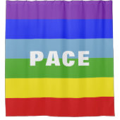 Pace – Peace – Frieden – Rainbow Color Regenbogen シャワーカーテン (正面)
