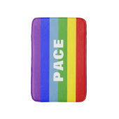 Pace – Peace – Frieden – Rainbow Color Regenbogen バスマット (正面縦)