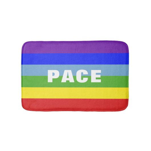 Pace – Peace – Frieden – Rainbow Color Regenbogen バスマット (正面)