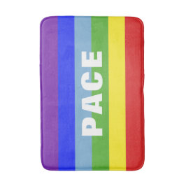 Pace – Peace – Frieden – Rainbow Color Regenbogen バスマット