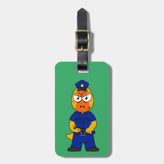 Pachycephalosaurus警察官。 ラゲッジタグ (正面縦)