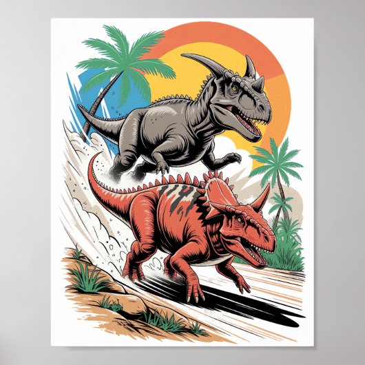 Pachyrhinosaurus passing a Carnotaurus ポスター (正面)