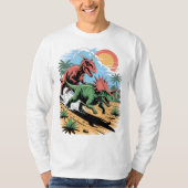 Pachyrhinosaurus racing past a Carnotaurus Tシャツ (正面)