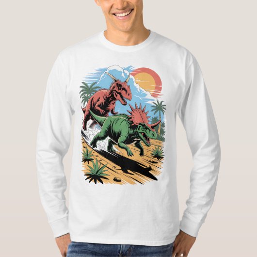 Pachyrhinosaurus racing past a Carnotaurus Tシャツ (正面)