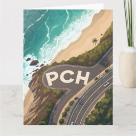 Pacific Coast Highway Aerial Travel Art カード
