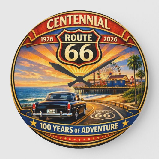 Pacific Coast Highway Centennial Sunset ラージ壁時計 (正面)