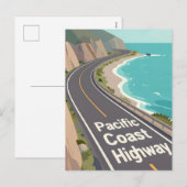 Pacific Coast Highway Graphic Travel Art シーズンポストカード (正面/裏面)