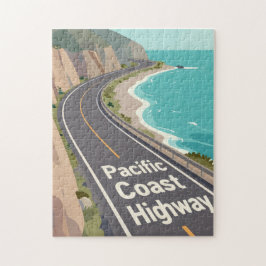 Pacific Coast Highway Graphic Travel Art ジグソーパズル