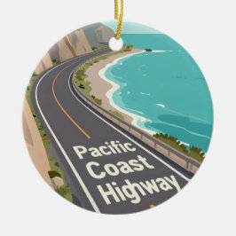 Pacific Coast Highway Graphic Travel Art セラミックオーナメント