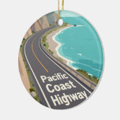 Pacific Coast Highway Graphic Travel Art セラミックオーナメント (左)