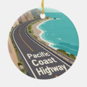 Pacific Coast Highway Graphic Travel Art セラミックオーナメント (裏面)