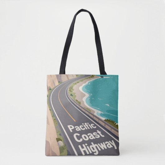 Pacific Coast Highway Graphic Travel Art トートバッグ (正面)