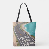 Pacific Coast Highway Graphic Travel Art トートバッグ (裏面)