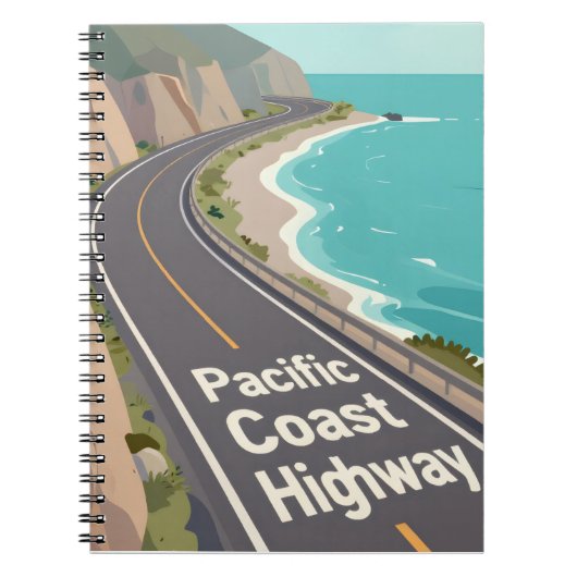 Pacific Coast Highway Graphic Travel Art ノートブック (正面)