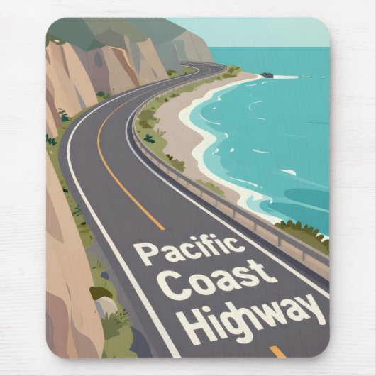 Pacific Coast Highway Graphic Travel Art マウスパッド (正面)