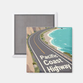 Pacific Coast Highway Graphic Travel Art マグネット (正面/裏面)