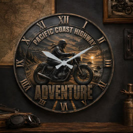 Pacific Coast Highway Motorcycle ラージ壁時計
