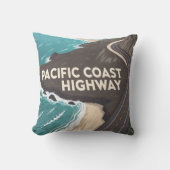 Pacific Coast Highway Retro Travel Art クッション (正面)