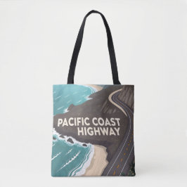 Pacific Coast Highway Retro Travel Art トートバッグ