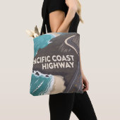 Pacific Coast Highway Retro Travel Art トートバッグ (クローズアップ)