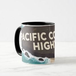 Pacific Coast Highway Retro Travel Art マグカップ