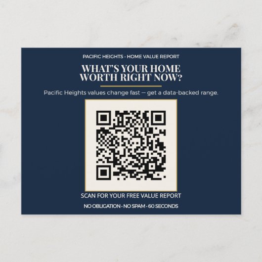 Pacific Heights Luxury Home Value QR Code Realtor  ポストカード (正面)