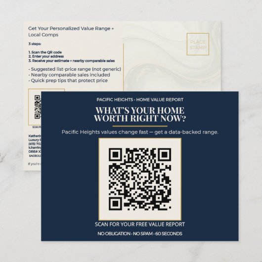 Pacific Heights Luxury Home Value QR Code Realtor  ポストカード (正面/裏面)