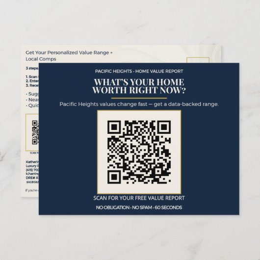 Pacific Heights Luxury Home Value QR Code Realtor  ポストカード (正面/裏面)
