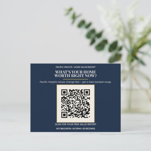 Pacific Heights Luxury Home Value QR Code Realtor  ポストカード (スタンド正面)