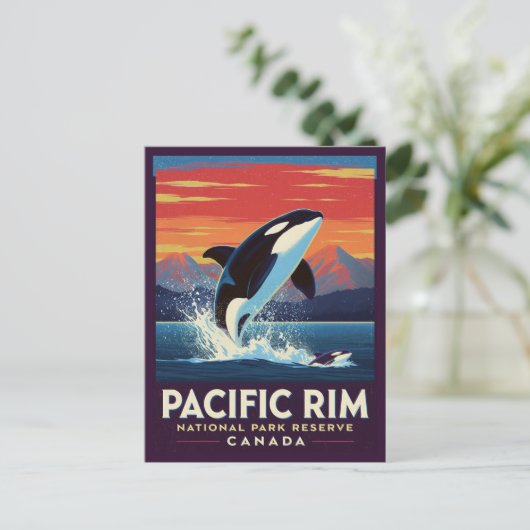 Pacific Rim National Park Orca Breaching ポストカード (スタンド正面)