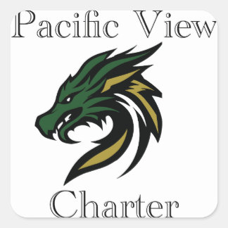 Pacific View Charter Whiteロゴ スクエアシール