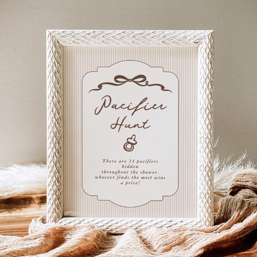 Pacifier Hunt Bebe Cafe Hand drawn Genmder neutral ポスター