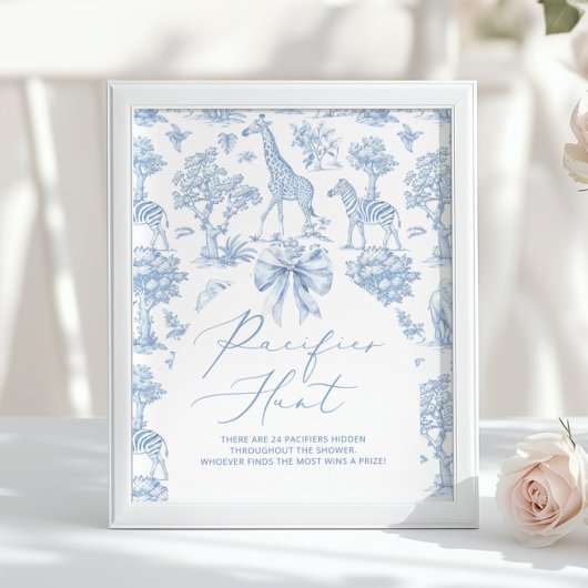 Pacifier Hunt Toile de Jouy Safari animals ポスター