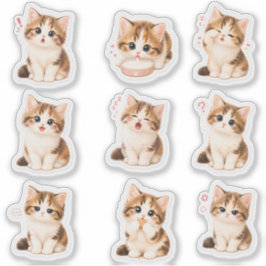 Pack de Stickers Gatito Tierno y Expresivo シール