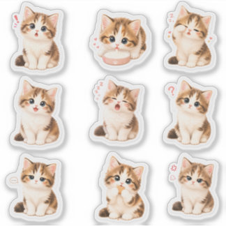 Pack de Stickers Gatito Tierno y Expresivo シール