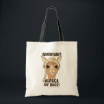 Pack My Bags Funny Alpaca Llama トートバッグ<br><div class="desc">Adventure? Alpaca My Bags! Alpaca pun, I'll pack my bags. Funny and cute Alpaca cartoon drawing. Farm animal illustration design with a humorous saying/quote. A lot of people often confuse the Alpaca and Llama because they are so much alike. Great for Alpaca lovers and/or for going on a trip or...</div>