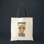 Pack My Bags Funny Alpaca Llama トートバッグ<br><div class="desc">Adventure? Alpaca My Bags! Alpaca pun, I'll pack my bags. Funny and cute Alpaca cartoon drawing. Farm animal illustration design with a humorous saying/quote. A lot of people often confuse the Alpaca and Llama because they are so much alike. Great for Alpaca lovers and/or for going on a trip or...</div>