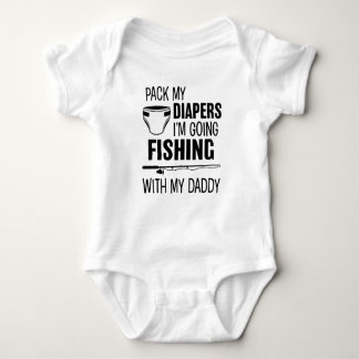 Pack my diapers, i´m going fishing with daddy ベビーボディスーツ