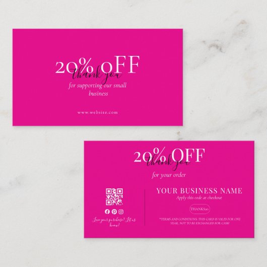 Packaging Insert Discount Card Coral Pink 名刺 (正面/裏面)