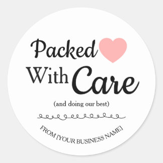 Packed With Care Sticker-Small Business Thank You ラウンドシール