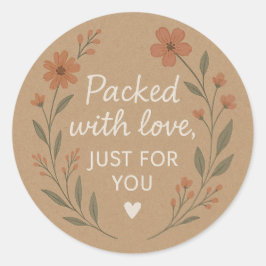 Packed with Love Floral Kraft Sticker ラウンドシール