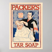 PACKER'S Tar Soap Hair Shampoo Saloon Advertising ポスター (正面)